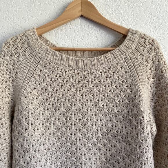 Banana Republic Star-Stitch Knit Crew Pullover Sweater‎ Merino Wool Alpaca Blend - Picture 4 of 12